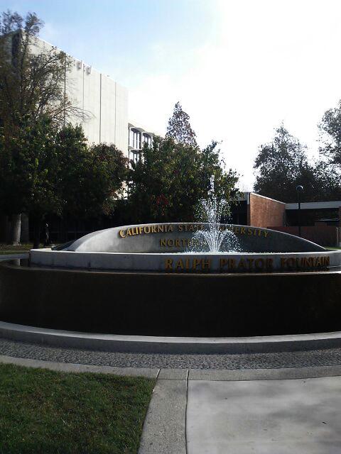 CSU Northridge Ralph Prator Fountain pictured.
